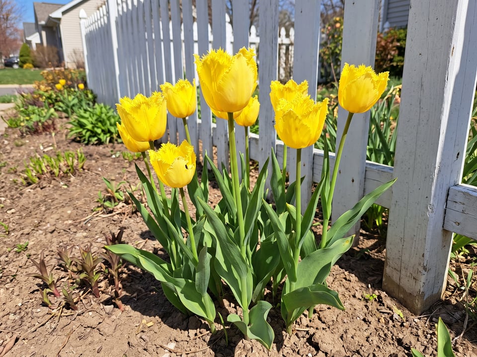 Crystal Star tulip plants in bloom in a garden