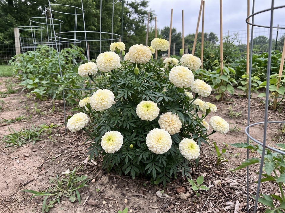 Eskimo marigold plants in bloom in a garden