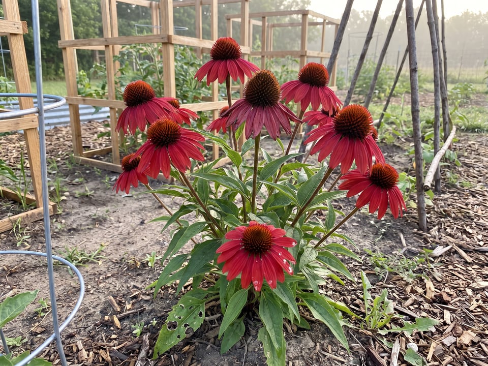 Firebird coneflower plants in bloom in a garden