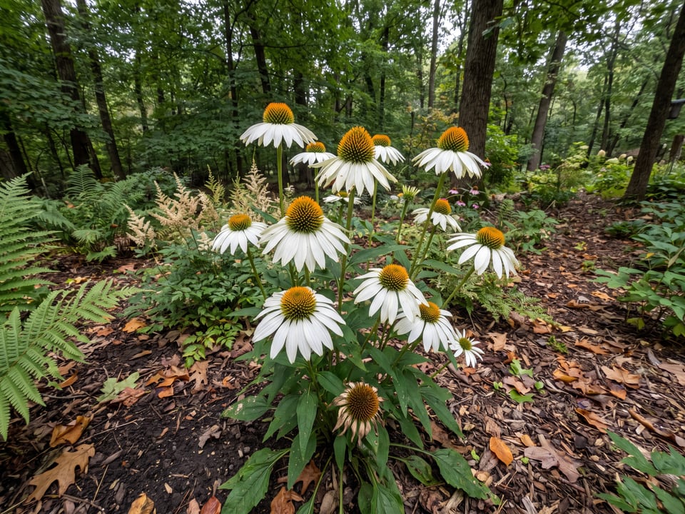 Fragrant Angel coneflower plants in bloom in a garden