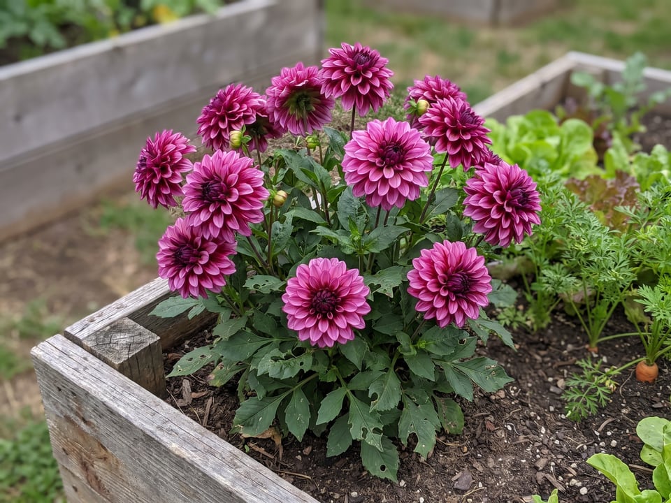 Gallery Art Nouveau dahlia plants in bloom in a garden
