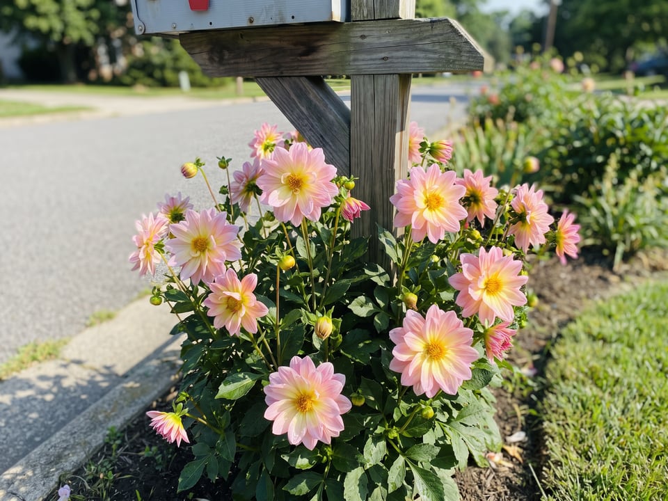Gallery Bellini dahlia plants in bloom in a garden