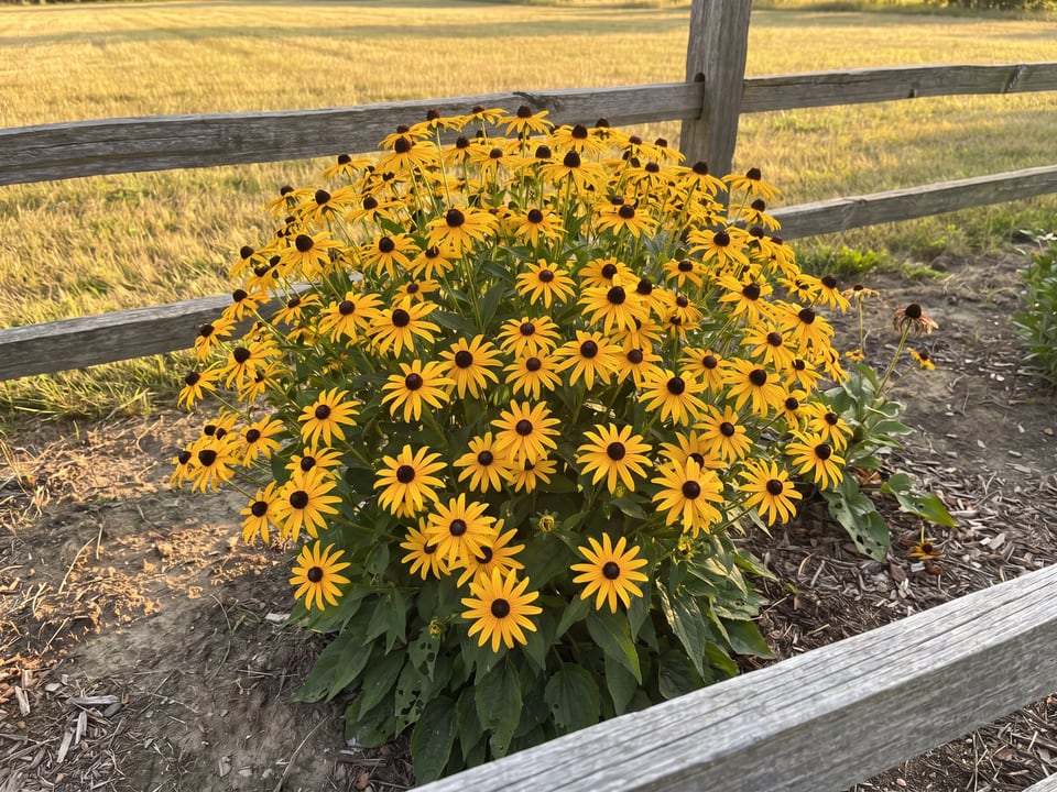 Goldsturm black-eyed Susan plants in bloom in a garden
