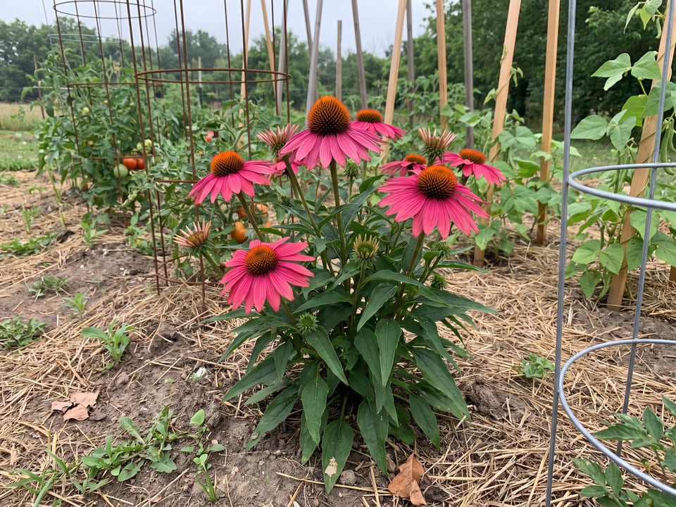 Kismet Raspberry coneflower plants in bloom in a garden