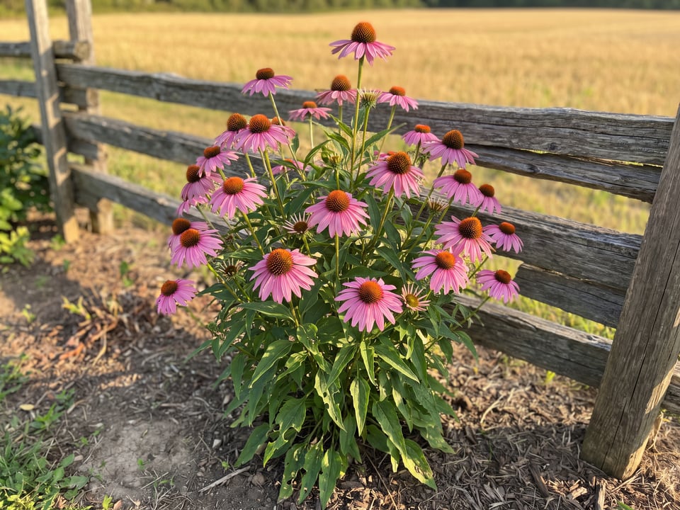 Magnus coneflower plants in bloom in a garden