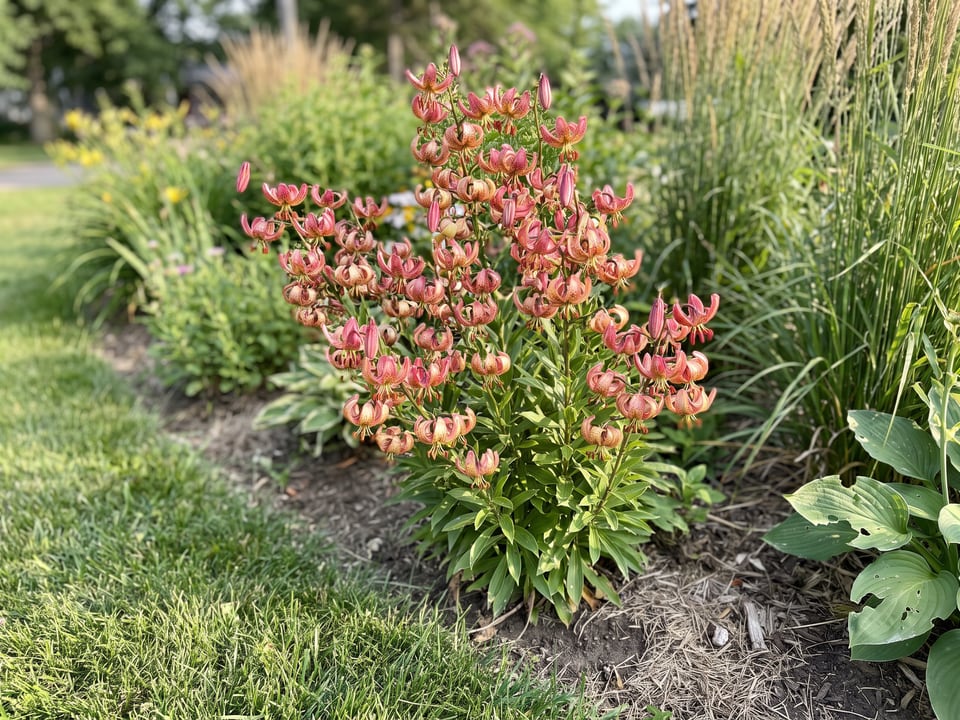 Manitoba Morning lily plants in bloom in a garden