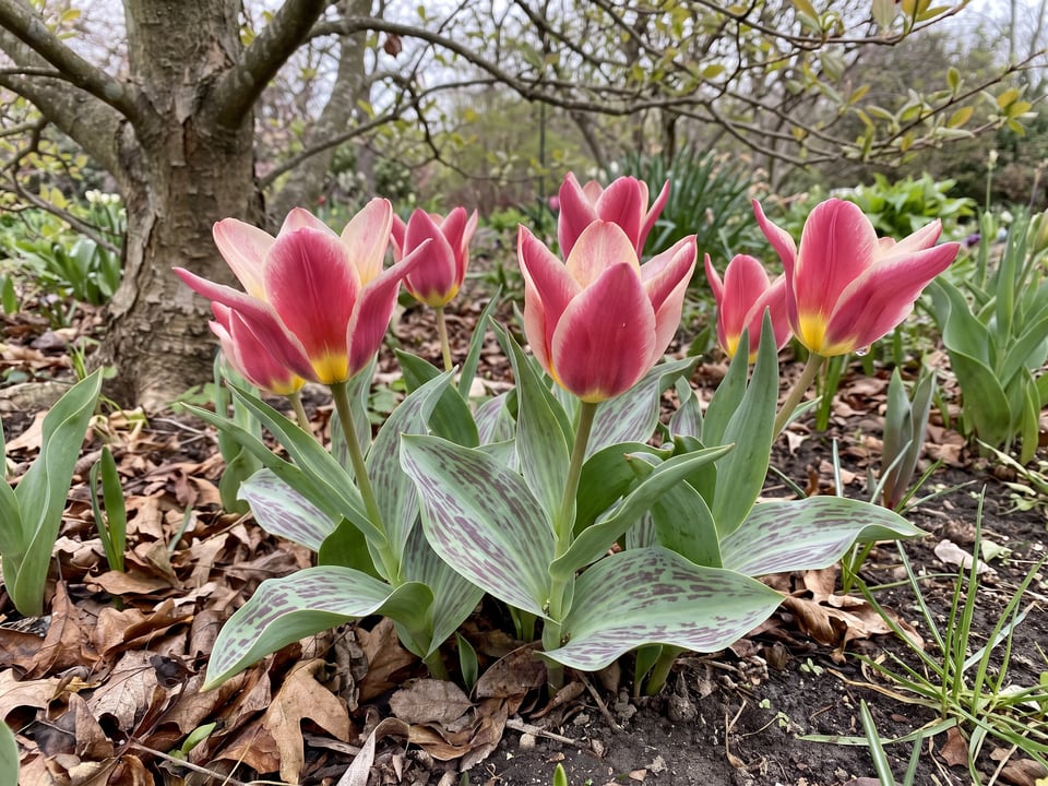 Mary Ann tulip plants in bloom in a garden