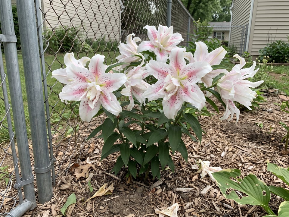 Muscadet lily plants in bloom in a garden