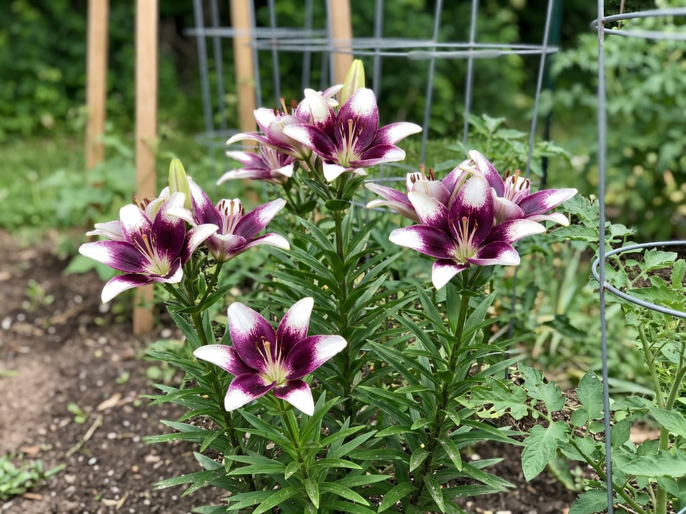 Netty's Pride lily plants in bloom in a garden