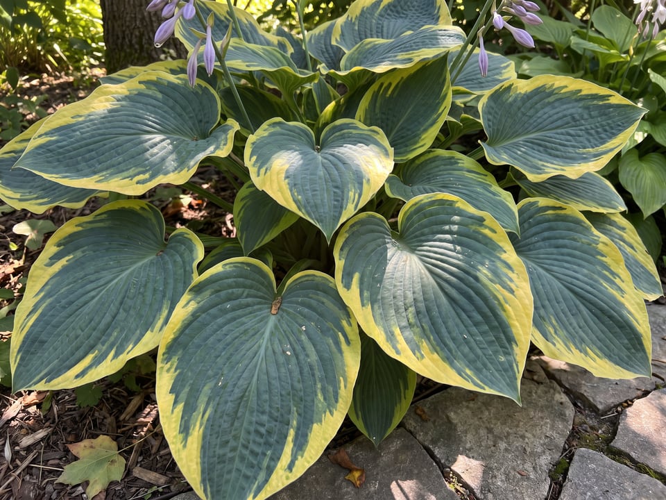 Leaves of Paradigm hosta up close
