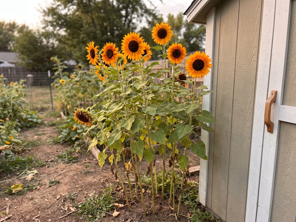 ProCut Orange sunflower plants in bloom in a garden