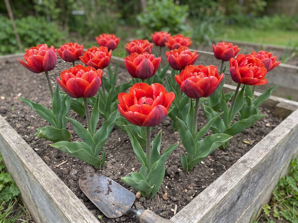Red Princess tulip plants in bloom in a garden