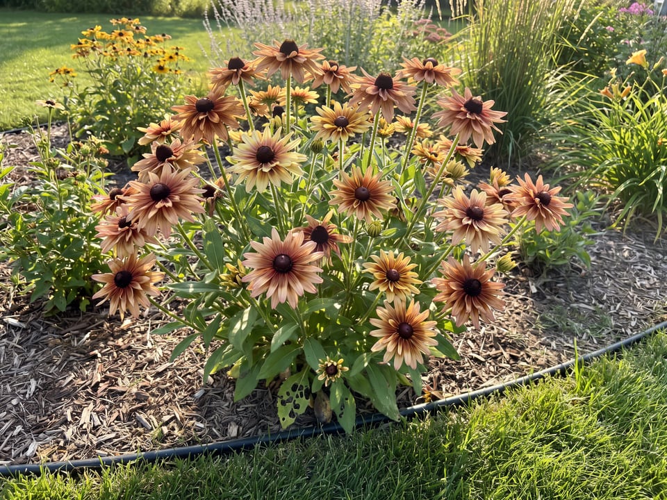 Sahara black-eyed Susan plants in bloom in a garden