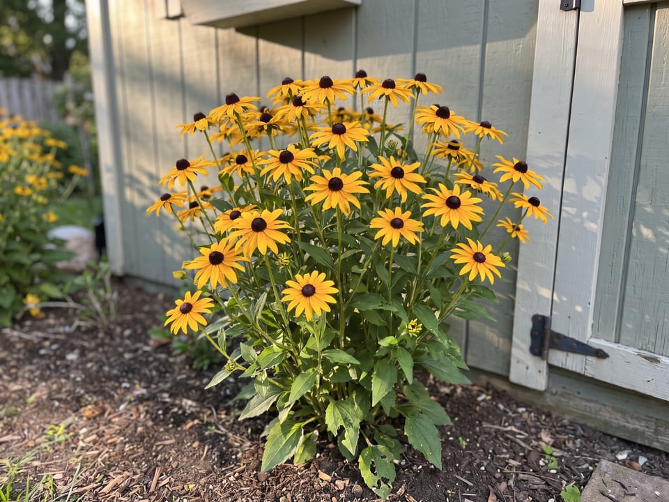 Summerblaze black-eyed Susan plants in bloom in a garden