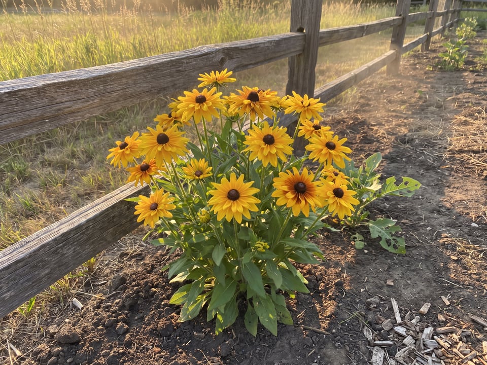 Sunbeckia Marilyn black-eyed Susan plants in bloom in a garden