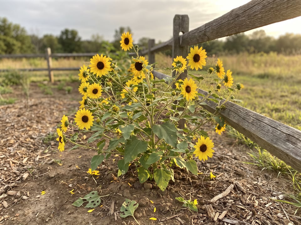 SunBuzz sunflower plants in bloom in a garden