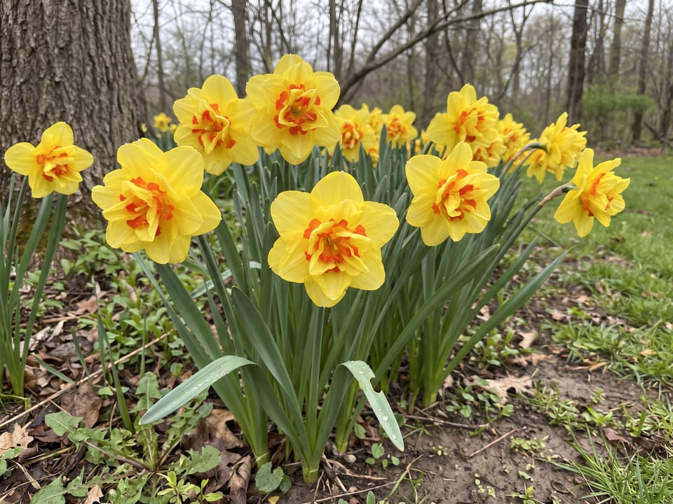 Tahiti daffodil plants in bloom in a garden