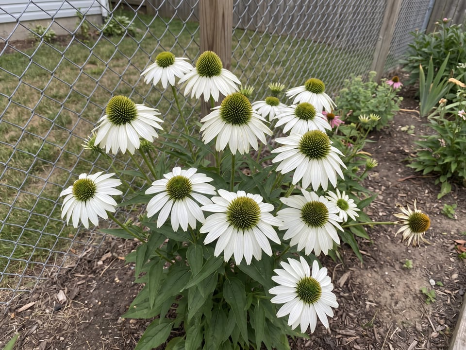 Virgin coneflower plants in bloom in a garden