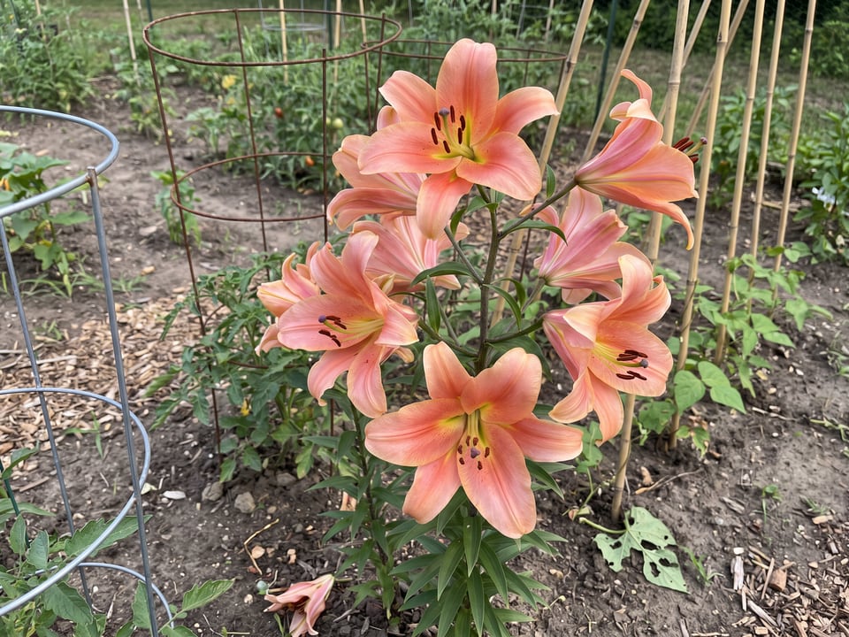 Zelmira lily plants in bloom in a garden